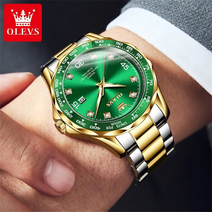 OLEVS 9988 Quartz Watch for Men Luxury Style Waterproof Stainless steel TOP Brand Classic Date Men's Watches Relógio Masculino