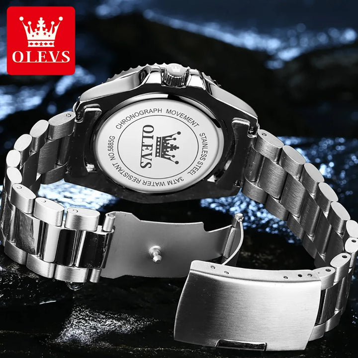 OLEVS Men's Watch Luxury Top Brand One-Way Rotating Outer Ring Design Quartz Watch for Men Auto Date Waterproof Wrist Watches