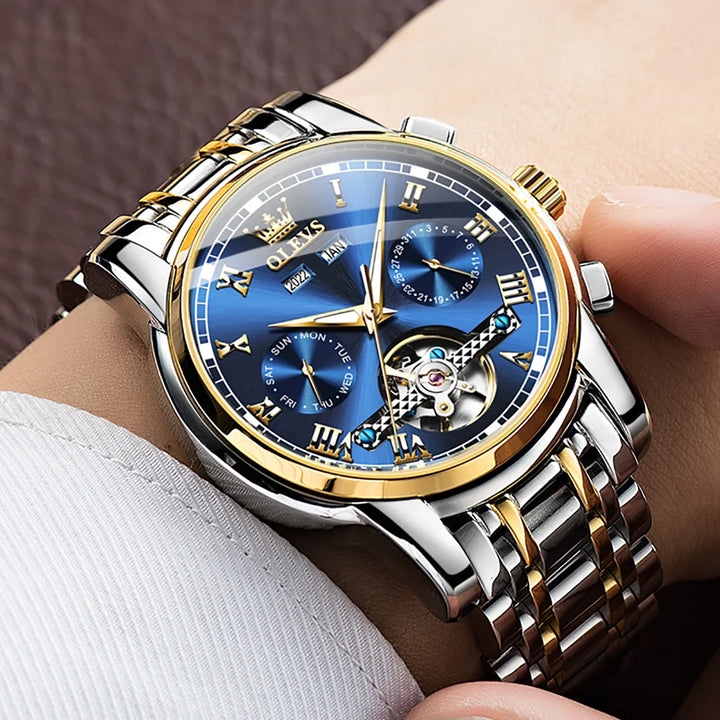 OLEVS Mechanical Watches Automatic Watch Men Stainless Steel Waterproof Luminous Watch for Men Luxury TOP Brand Wristwatch