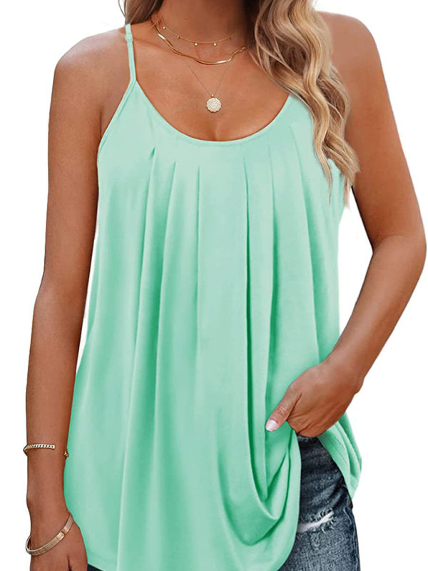 New loose casual solid color sexy camisole top Pale green