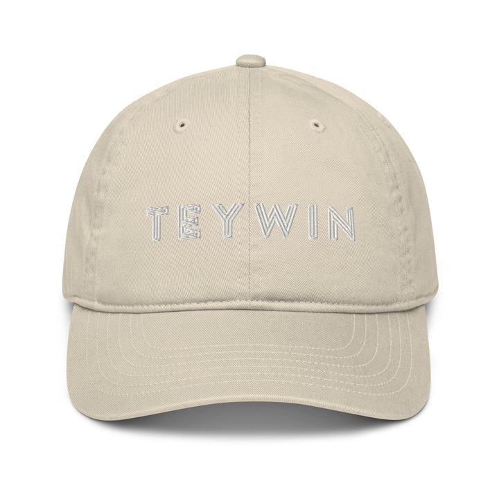 Teywin Organic dad hat White Letters Oyster