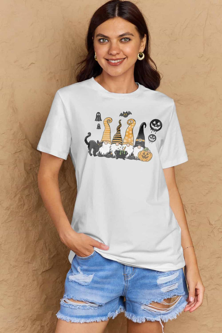 Simply Love Full Size Halloween Theme Graphic Cotton T-Shirt Bleach