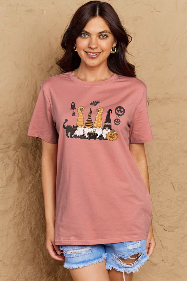 Simply Love Full Size Halloween Theme Graphic Cotton T-Shirt Dusty Pink