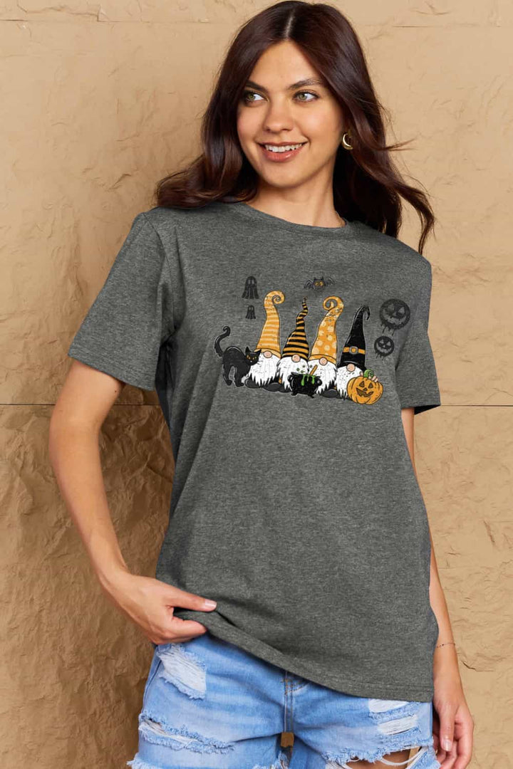 Simply Love Full Size Halloween Theme Graphic Cotton T-Shirt Charcoal