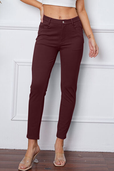 StretchyStitch Pants by Basic Bae Wine