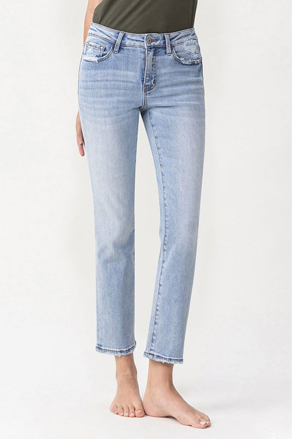 Lovervet Full Size Andrea Midrise Crop Straight Jeans Light