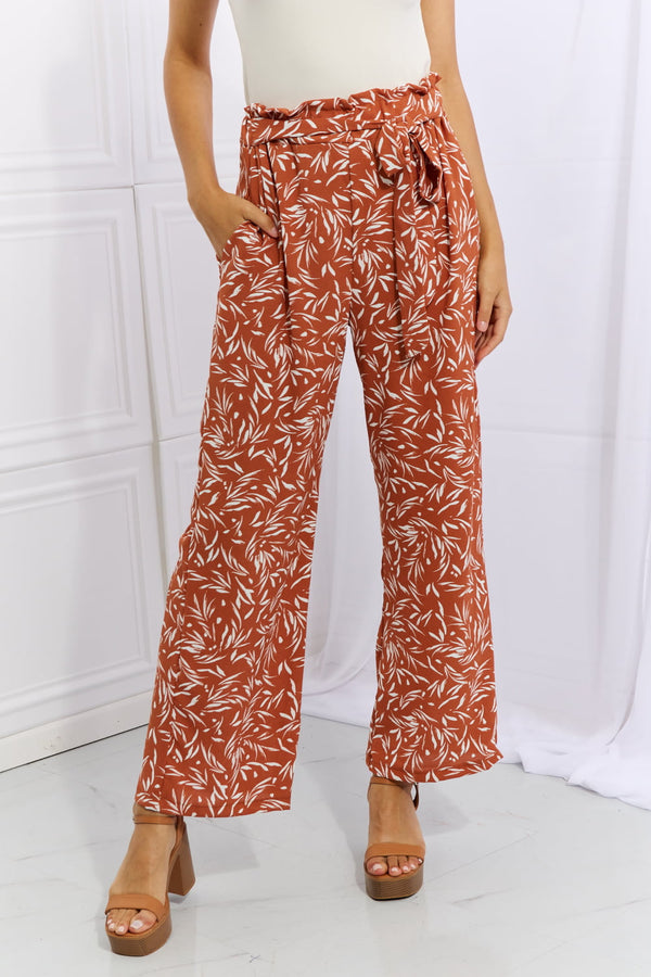 Heimish Right Angle Full Size Geometric Printed Pants in Red Orange Red Orange