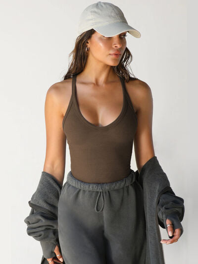 Scoop Neck Wide Strap Tank Chocolate