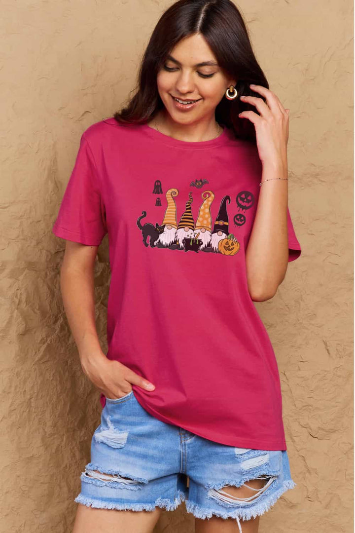 Simply Love Full Size Halloween Theme Graphic Cotton T-Shirt Deep Rose