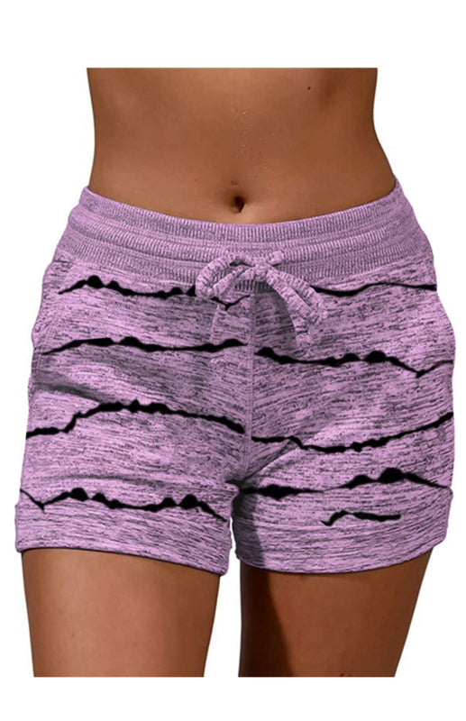 Ladies Casual Fashion Waist Stretch Shorts Purple