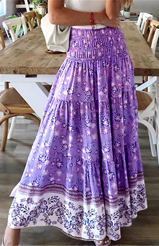 Ladies Casual Fashion Boho Print Skirt