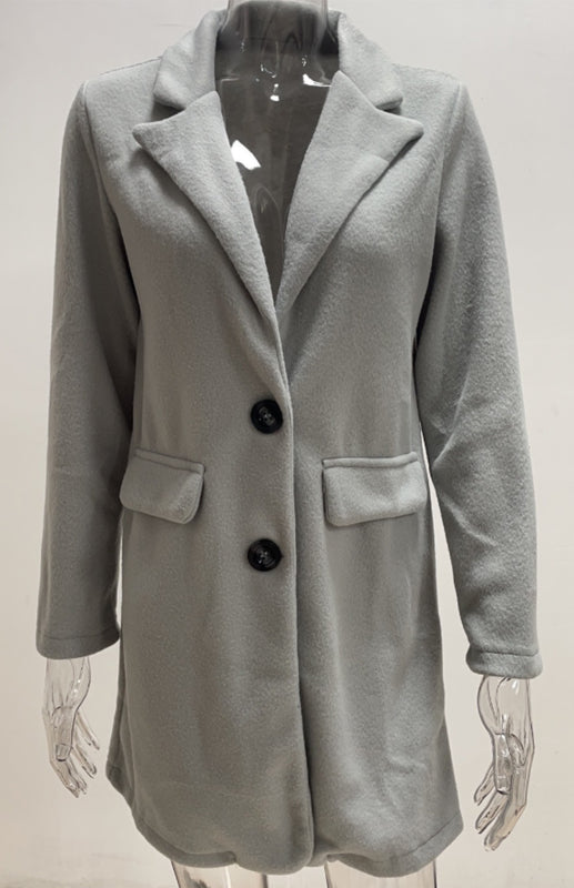 Autumn And Winter Leisure Long Sleeved Tweed Coat