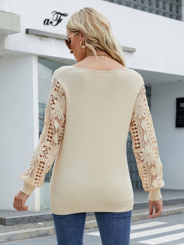 knitted pullover loose solid color sweater