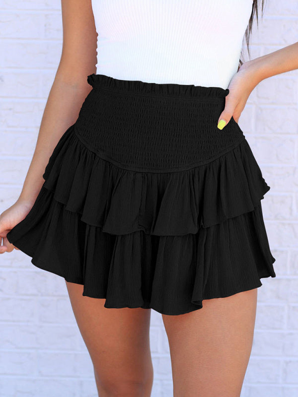 Women's Casual Fashion All-Match Cake Short Skirt Black