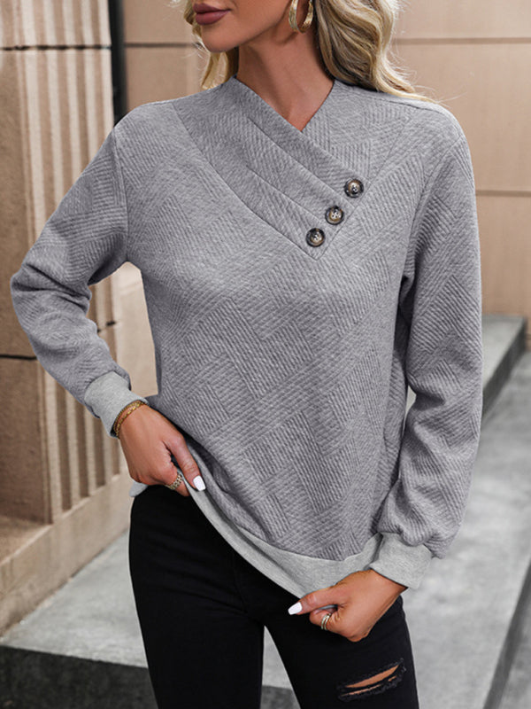 New women's autumn and winter casual solid color long-sleeved autumn sweatshirt Misty grey