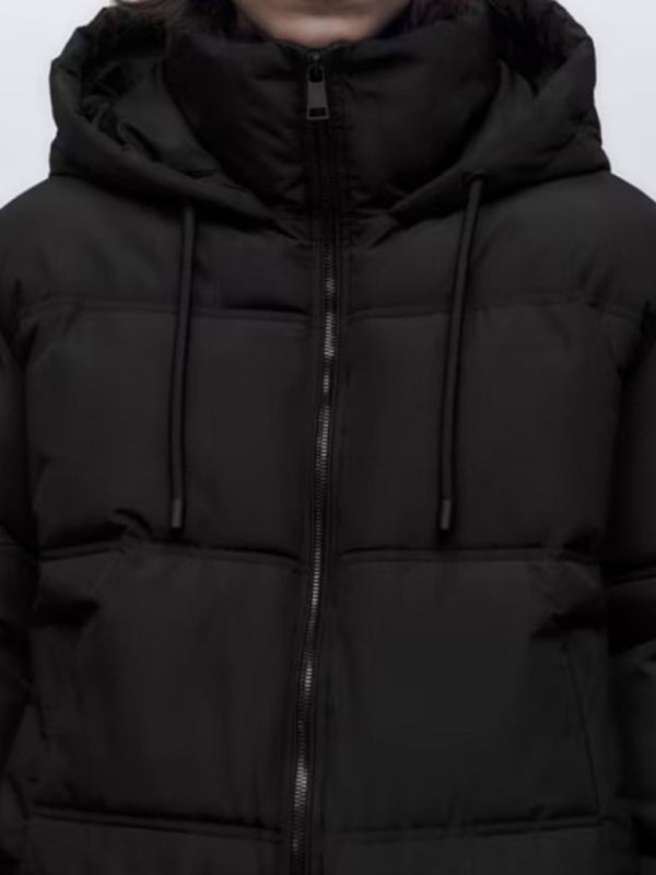 Fashion temperament simple hooded down padded jacket warm long-sleeved jacket